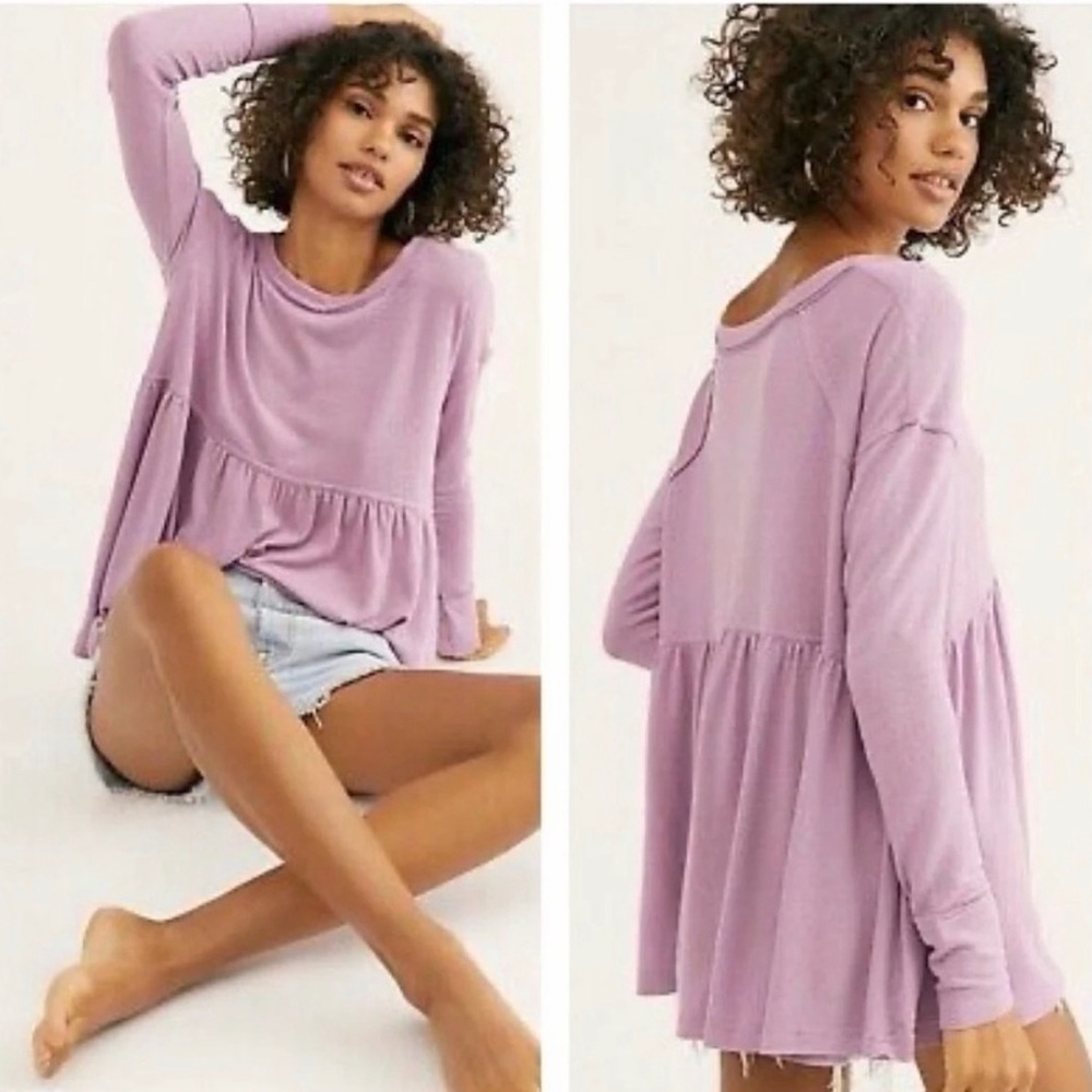 Free People Forever Your Girl babydoll lilac top